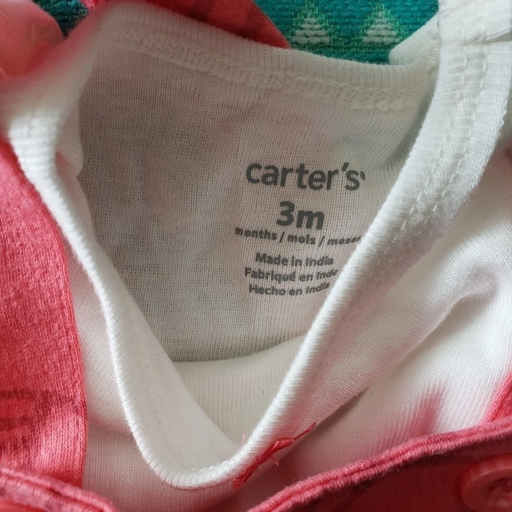 Carter's NWT Baby Girl 3 Month Outfit Pink Butterfly Overalls White Ribbed Top - Picture 5 of 5